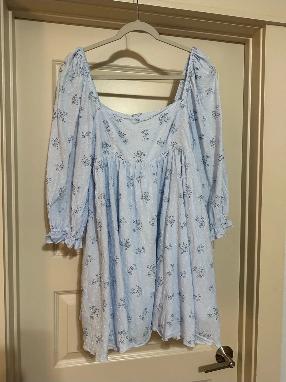 Lulus Always Charming Light Blue Floral Swiss Dot Babydoll Dress - Picture 3 of 6